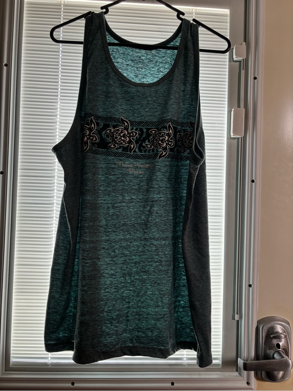 Men's Teal Tank Top with Decorative Chest Band